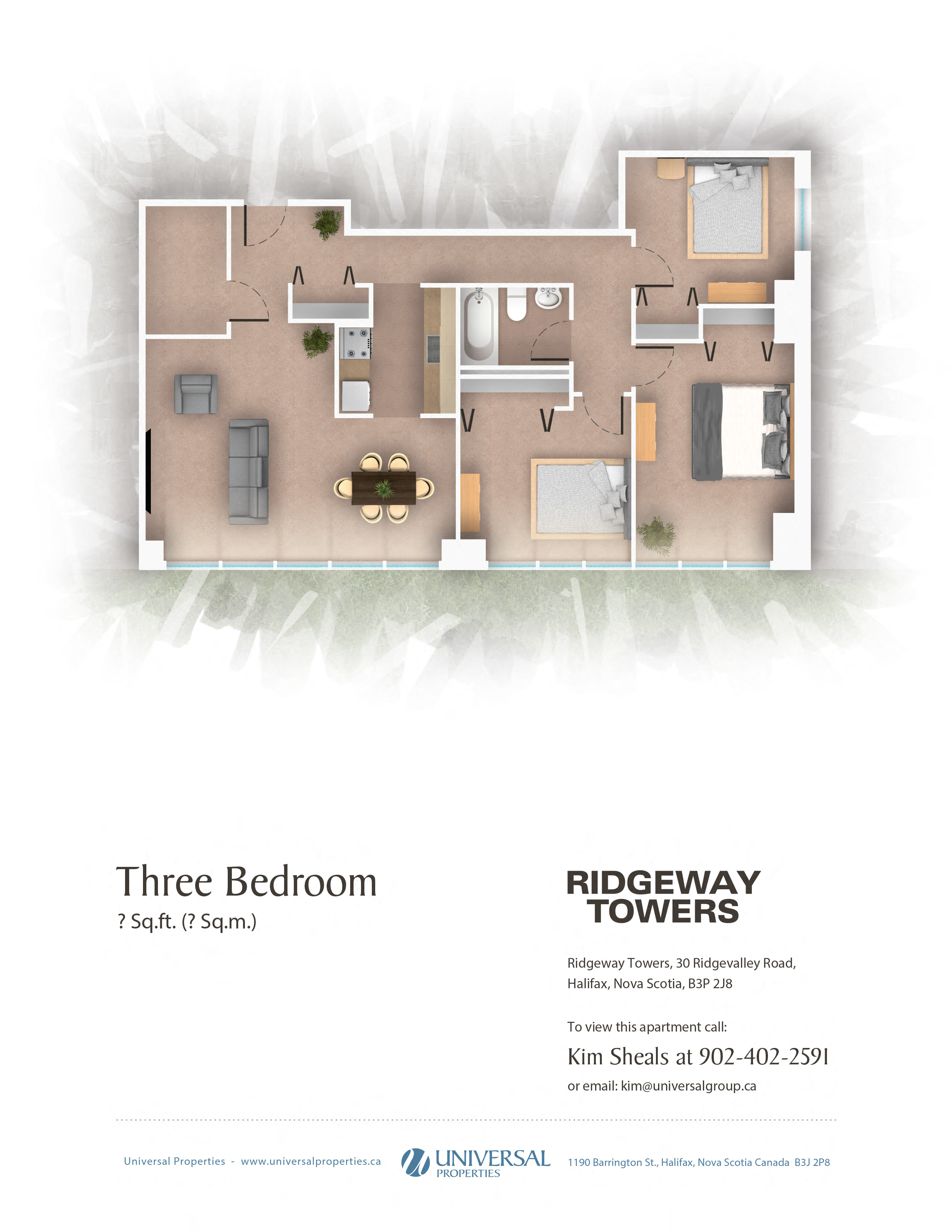 Floor plan for 3 beds, 1 bath, 800 sqft