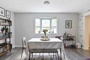 Richmond house for rent - A dining room with a table set for two.