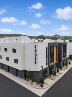 Salt Lake City townhouse for rent - A modern building with the word "ADRE" on the side.