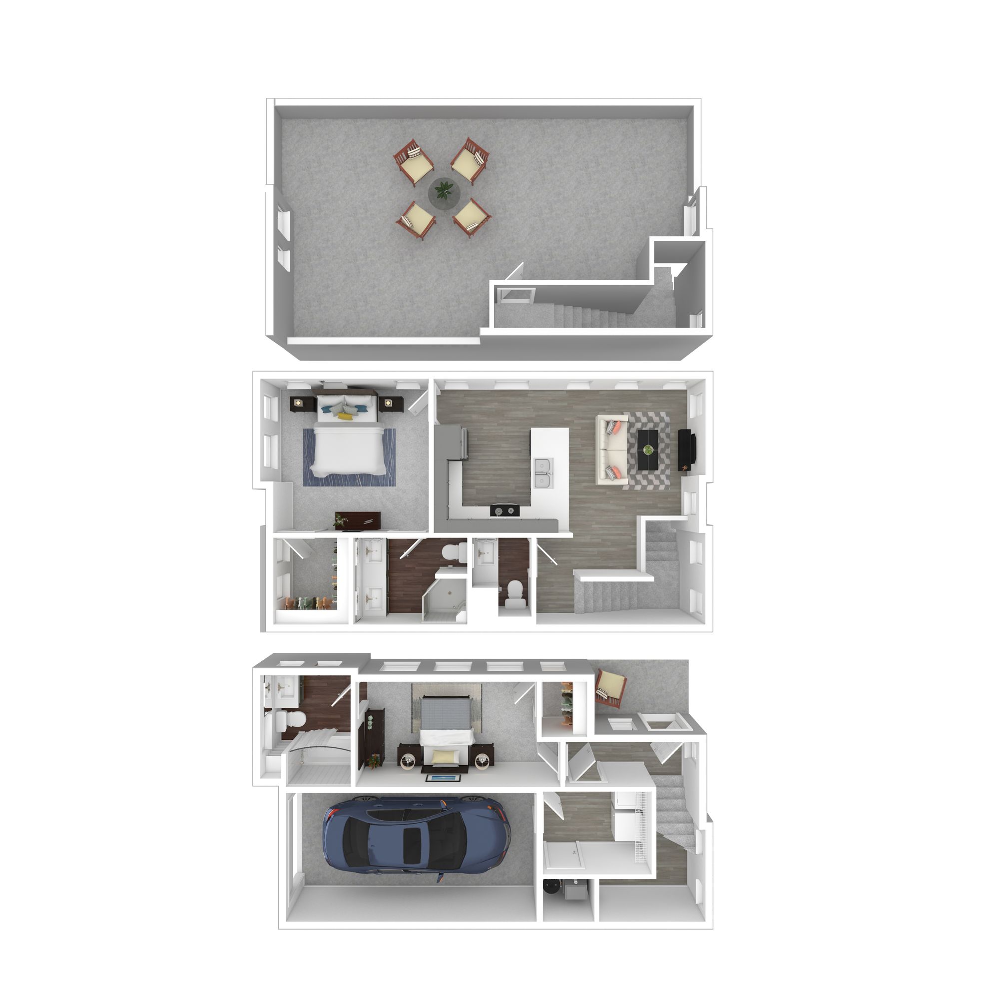 Floor plan for 2 beds, 2 baths, 1250 sqft