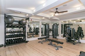 Atlanta apartment for rent - the gym in the home is equipped with weights and other equipment