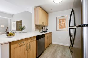 Boston apartment for rent - Kitchen with light natural wood cabinetry in apartment