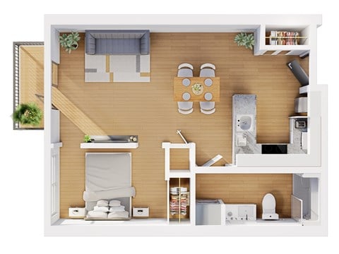 Floor plan for 1 bed, 1 bath