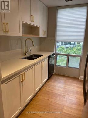 Toronto (Church-Yonge Corridor) condo for rent - A kitchen with white cabinets and a sink.