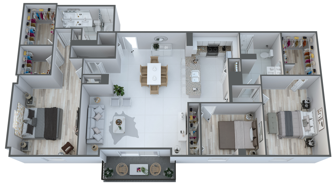Floor plan for 3 beds, 2 baths, 1802 sqft