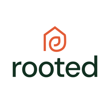 Dartmouth apartment for rent - A graphic with a house shape and the word "rooted" in green.