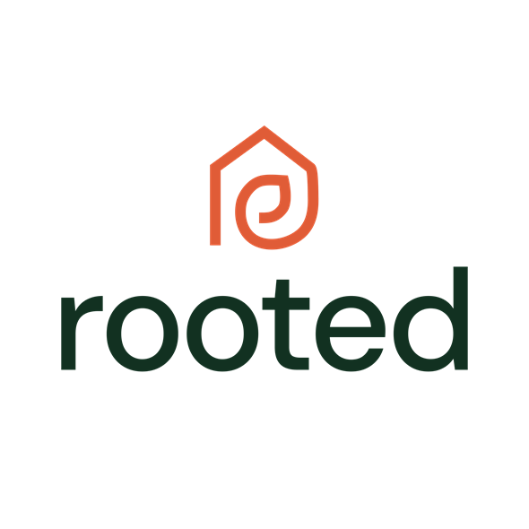 Dartmouth apartment for rent - A graphic with a house shape and the word "rooted" in green.