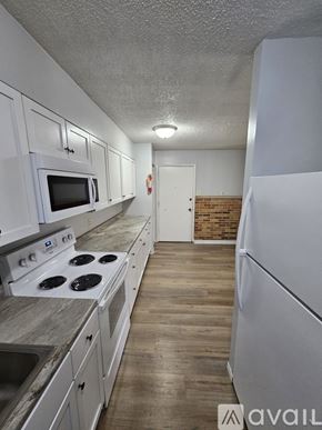 Saint Charles apartment for rent - A spacious empty room with a ceiling fan and a door leading to another room.