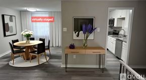 Chesterfield County house for rent - A modern dining room with a round table and chairs.