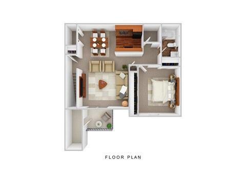 Floor plan for 1 bed, 1 bath, 848 sqft