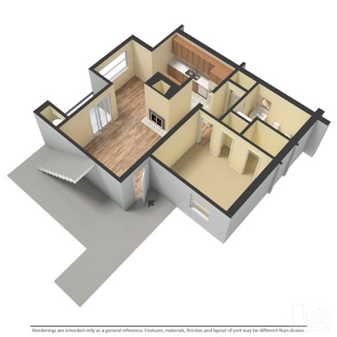 Floor plan for 1 bed, 1 bath, 550 sqft