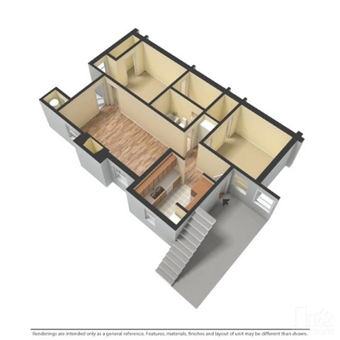 Floor plan for 2 beds, 2 baths, 750 sqft