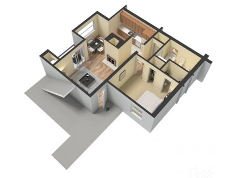 Floor plan for 1 bed, 1 bath, 550 sqft