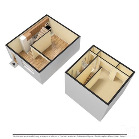 Floor plan for 1 bed, 1 bath, 720 sqft