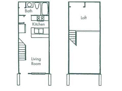 Floor plan for 1 bed, 1 bath, 510 sqft