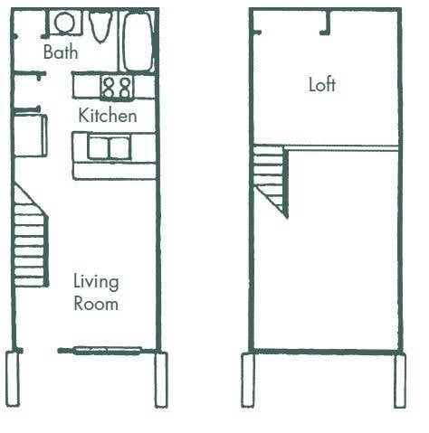 Floor plan for 1 bed, 1 bath, 510 sqft