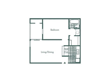 Floor plan for 1 bed, 1 bath, 516 sqft