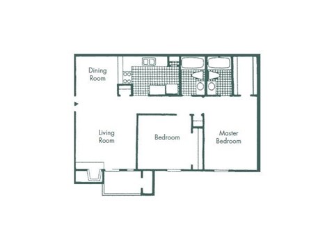 Floor plan for 2 beds, 2 baths, 876 sqft
