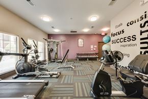 Sherman apartment for rent - A gym with a variety of equipment including treadmills, weights, and exercise machines.