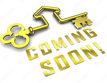 Tucson house for rent - A golden key with a keychain attached is positioned above the words "COMING SOON!" in a 3D style.
