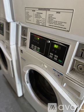 Delray Beach apartment for rent - A front load washing machine with a digital display showing the time as 5:00.