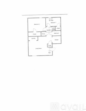 Fredericktown apartment for rent - A floor plan of a two bedroom apartment.