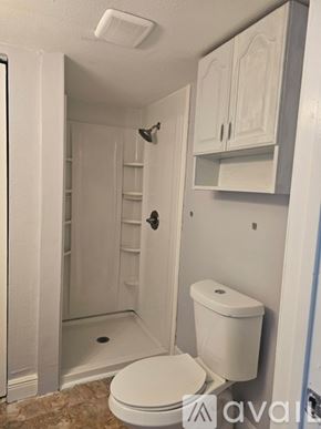 Gibsonton apartment for rent - A white toilet in a small bathroom with a walk-in shower.