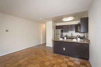 Faux wood grain flooring