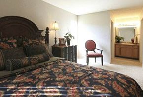 Tracy apartment for rent - Furnished bedroom with view of bathroom Tracy Park apartments for rent in Tracy CA
