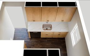 Cedar Grove apartment for rent - A kitchen with wooden cabinets and a marble countertop.