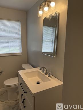 Sanford house for rent - A bathroom with a white toilet and sink.