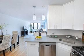New York apartment for rent - a large kitchen with a sink and a counter top
