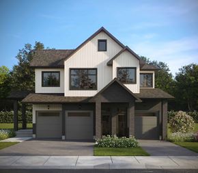 Arnprior apartment for rent - A modern house with a large front yard and two garages.