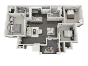 Floor plan for 3 beds, 2 baths, 1430 sqft