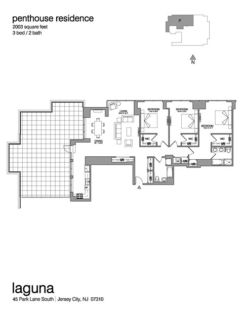 Floor plan for 3 beds, 2 baths, 2003 sqft