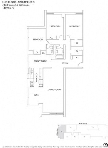Floor plan for 3 beds, 2 baths, 1515 sqft