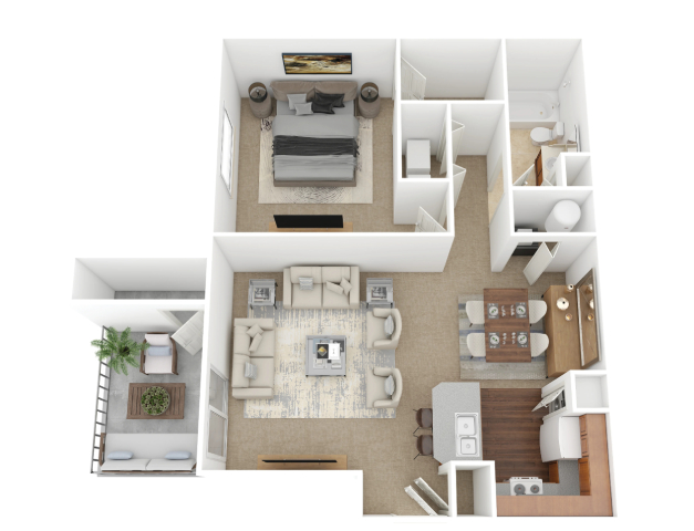 Floor plan for 1 bed, 1 bath, 850 sqft