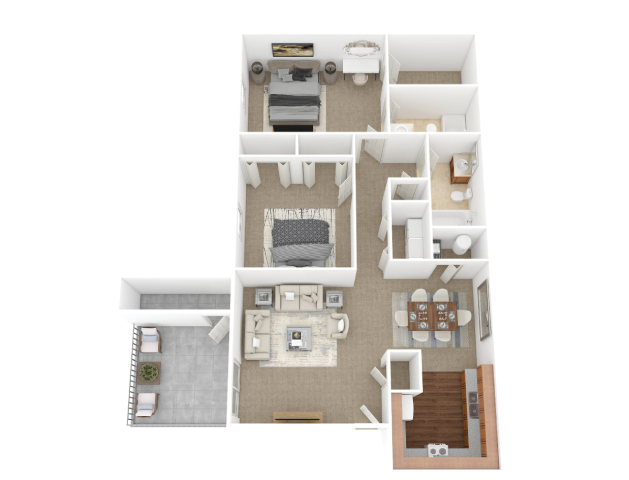 Floor plan for 2 beds, 2 baths, 1200 sqft