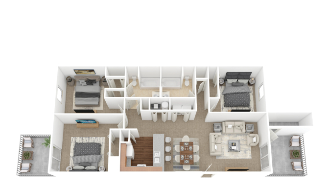 Floor plan for 3 beds, 2 baths, 1700 sqft