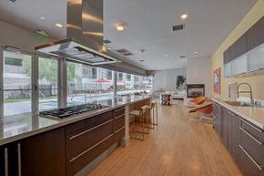 Las Vegas apartment for rent - a kitchen with a long counter and a large window