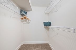 Miami Lakes apartment for rent - a spacious closet with two shelves and two hanging racks on the wall