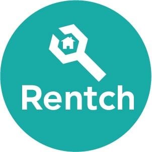 Calgary apartment for rent - A logo with a magnifying glass and a house inside it, with the word Rentch below it.
