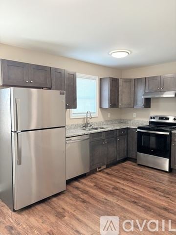 Bowling Green apartment for rent - A kitchen with a stainless steel refrigerator and oven.