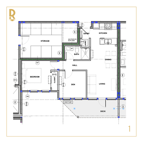 Floor plan for 1 bed, 1 bath, 618 sqft