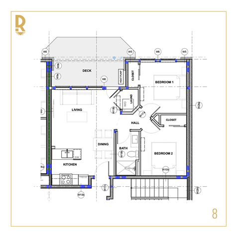 Floor plan for 2 beds, 1 bath, 604 sqft