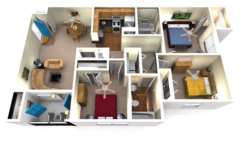 Floor plan for 3 beds, 2 baths, 1130 sqft