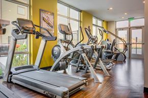 Sandy apartment for rent - A gym with treadmills and elliptical machines.