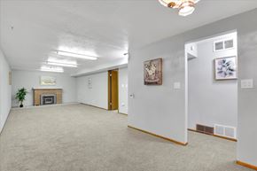 Spokane Valley house for rent - A living room with a fireplace and a plant.
