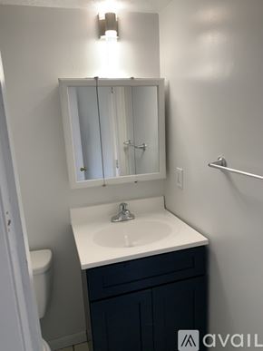 Cincinnati apartment for rent - A bathroom with a white sink and a mirror above it.