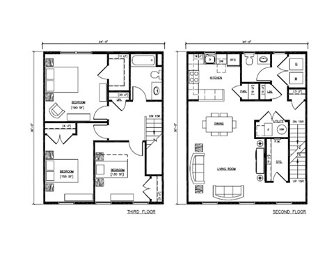 Floor plan for 3 beds, 1.5 baths, 1370 sqft